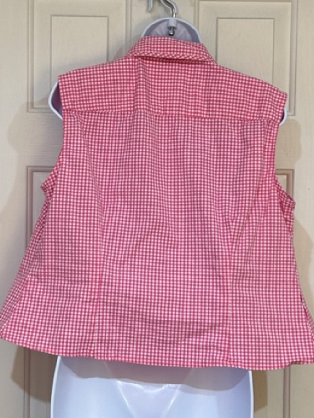 Harve Benard Pink Gingham Wrap Sleeveless Cotton Blend Blouse - Picture 4 of 7